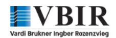 לוגו של חברת VBIR, מתחתיו כתוב "Vardi Brukner Ingber Rozenzvieg".