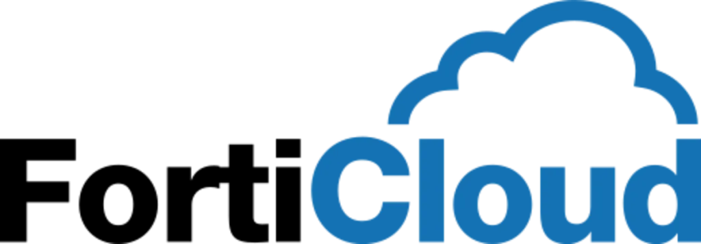לוגו של פורטי קלאוד: "Forti" בשחור, "Cloud" בכחול, וענן כחול לצד המילה "Cloud".