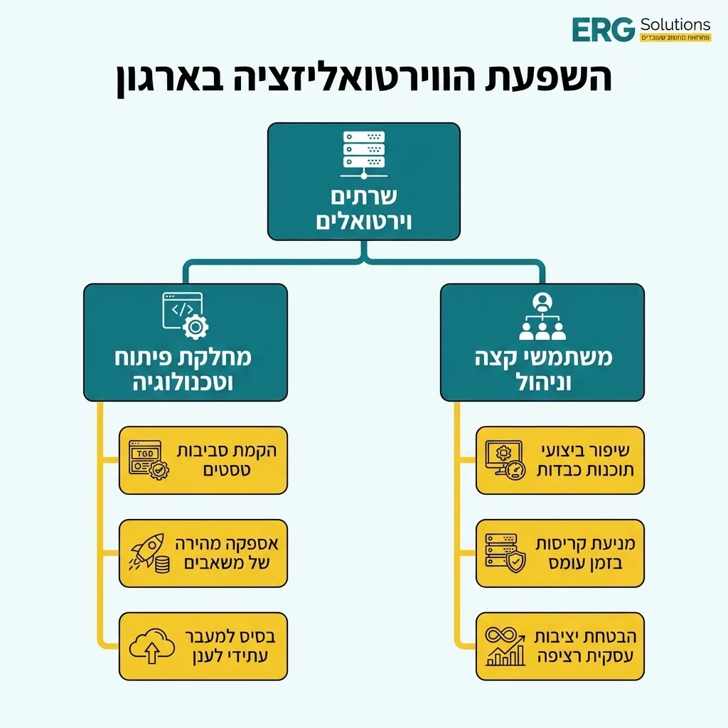 אינפוגרפיקה — השפעת הווירטואליזציה בארגון: שרתים וירטואלים